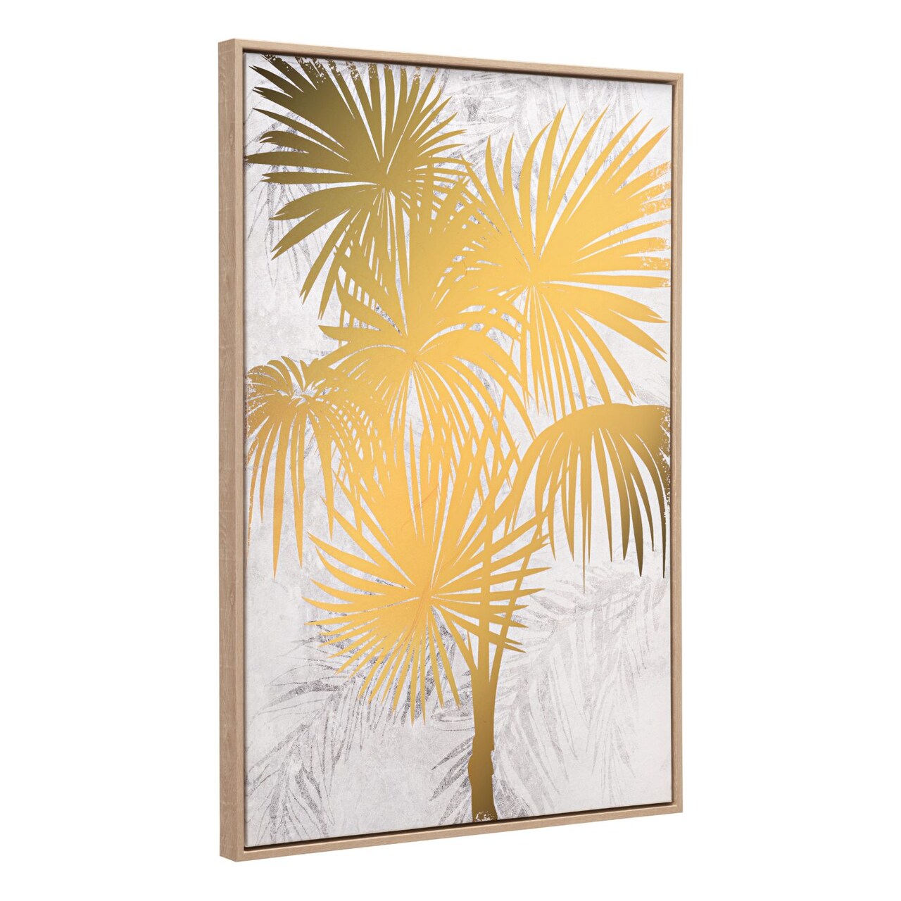 Modern Home 36.5&#x22; White and Gold Gulf Fern Framed Rectangular Canvas Wall Art